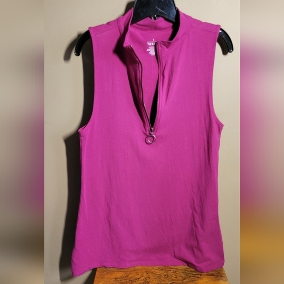 Torrid 1x Foxy mock neck 1/2 zip up fitted tank purple sleeveless top plus size - Picture 4 of 7